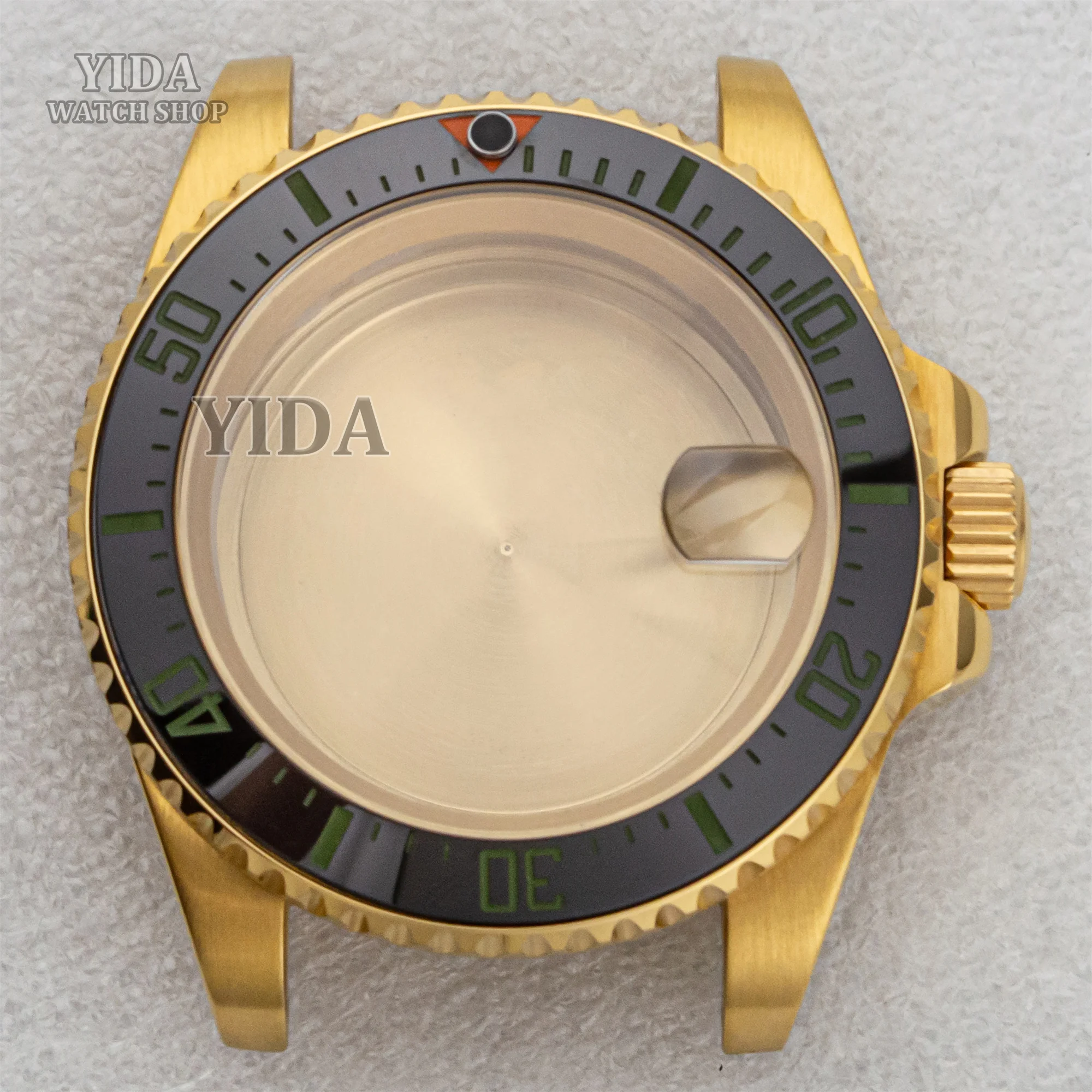 40mm Watch Case PVD Gold 316L Stainless Steel Ceramic Bezel 100M Resistance Sapphire Glass For SUB GMT NH34/35/36 Movement Parts