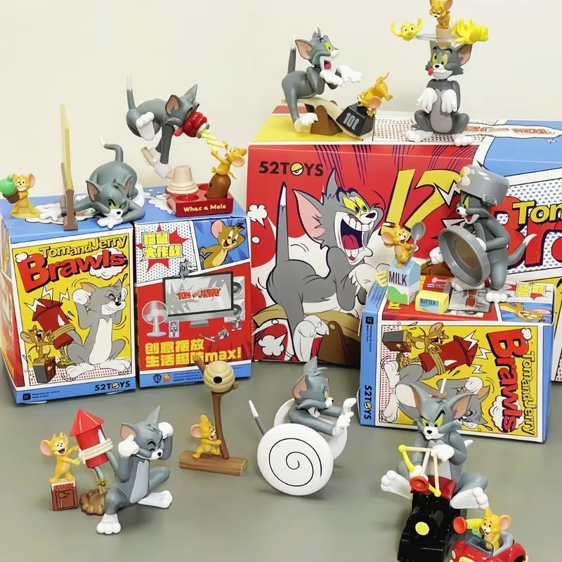 Caja ciega de la serie Tom y Jerry Cat And Mouse Fight, estatua de Pvc Kawaii, modelo de figuras de Anime, juguete de colección lindo, regalo Original