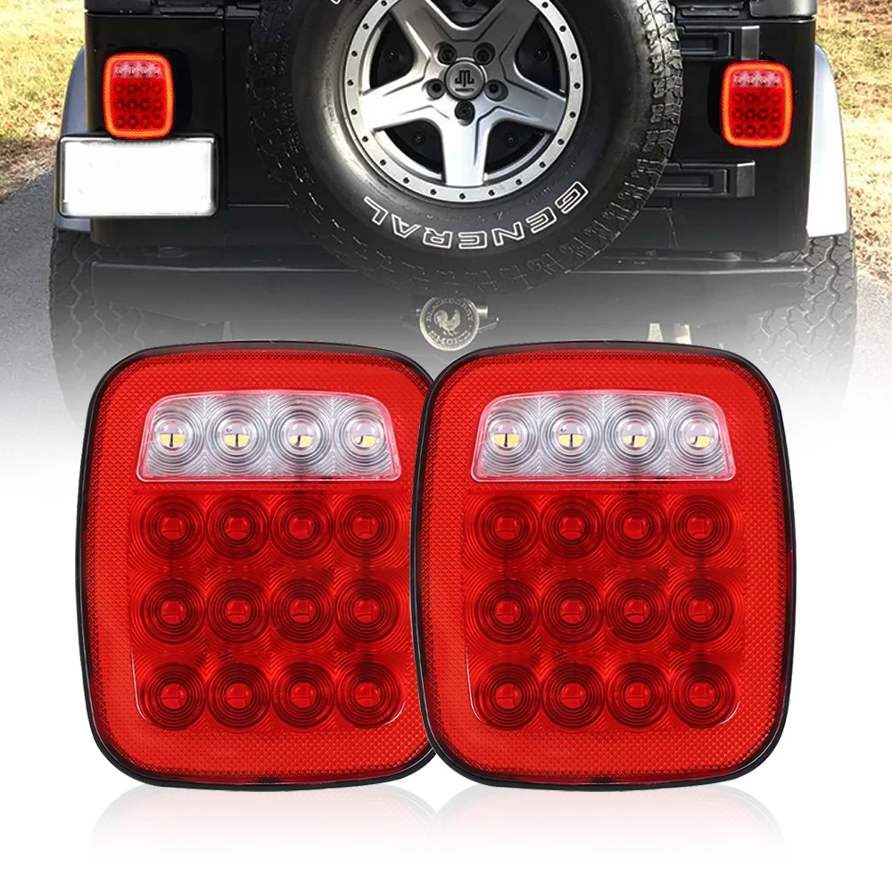 16 LED Stop Brake Reverse Flowing Flashing Tail Light For 1979-2006 Jeep Wrangler YJ TJ CJ Pickup Truck