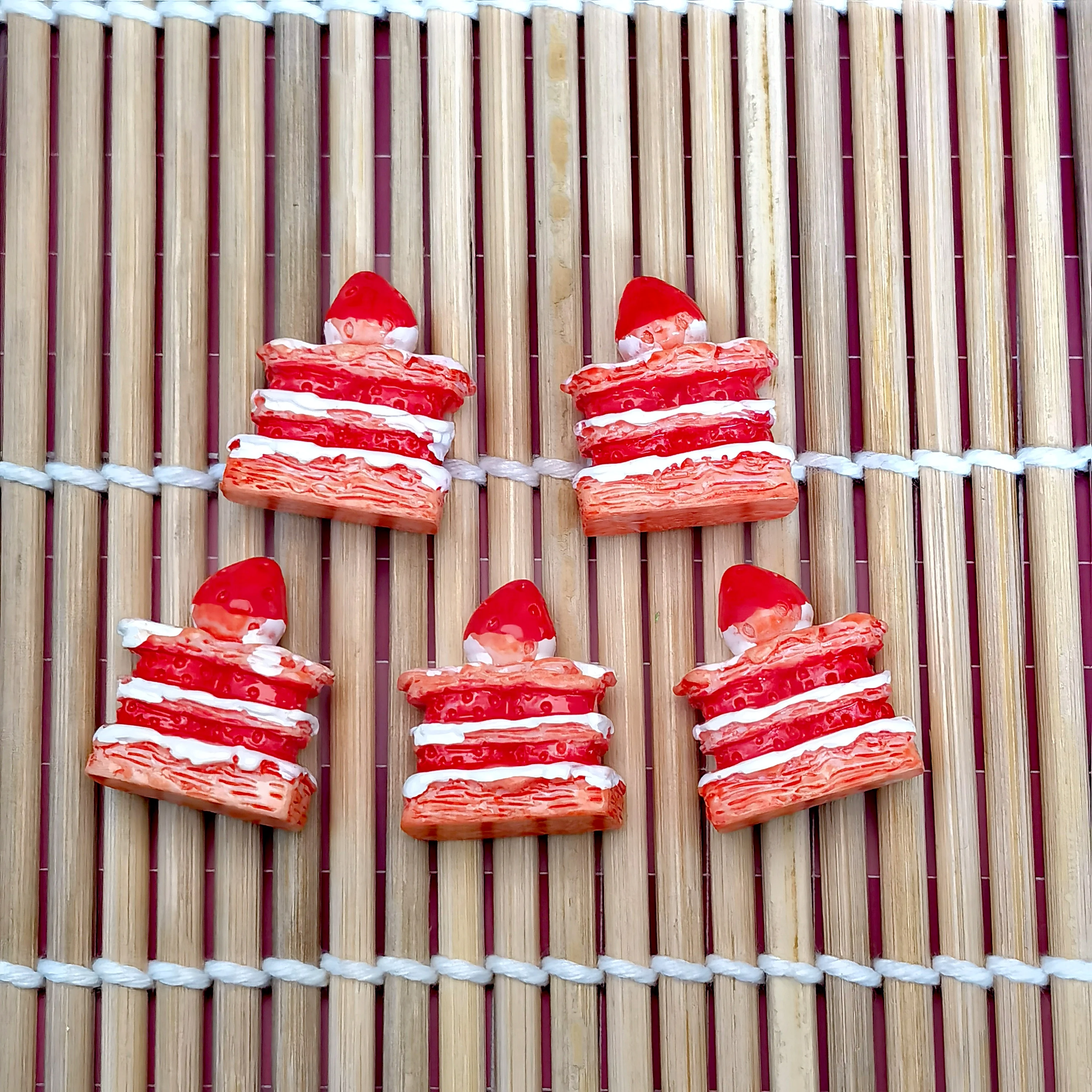 Cute Multi-layer Strawberry Cake Resin Food Charms For Earring Key Chains Diy Accessory Simulation Foods Pendant Jewelry Make