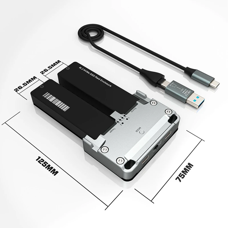 Boîtier SSD externe M.2 NVcloser, lecteur de baie pour touristes, étui rigide pour M2 Nvme 2230 2242 2260 2280 Type-C USB 3.2 Gen2 20Gbps