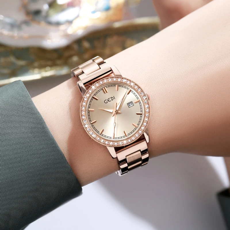Light luxury stainless steel women's watch calendar waterproof high-end watch ladies quartz watch