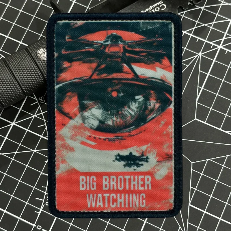 Big Brother Watching Tactical Patch Drone Eye Printed Hook&Loop Patches Military Morale Badge Armband Backpack Vest Stickers view 4