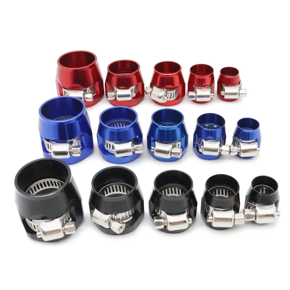 1lot=2pcs Hose Clamp AN4 AN6 AN8 AN10 AN12 End Finisher HEX Finishers Aluminum Hose Connectors Hose Clamps