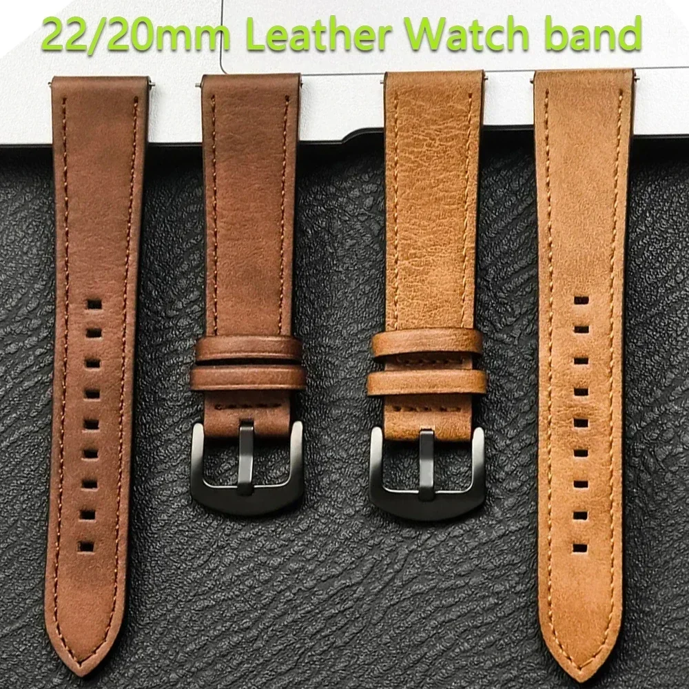 

Pop 20mm Leather Strap For Samsung Galaxy Watch 7/6 40mm 5/4 44mm Band 6Classic 43/47mm Correas 22mm Vintage Bracelet Accessorie