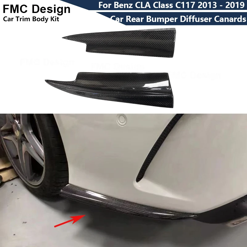 For Benz CLA Class C117 CLA250 CLA45 AMG 2013 - 2019 Car Rear Bumper Splitters Lip Diffuser Canards Flaps Apron Carbon Fiber