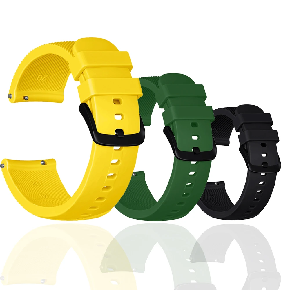 20mm Silicone Straps For Samsung Galaxy Active 2/Huami Amazfit Bip S Lite GTS 2 Mini/Haylou LS02 Smart Watch Band Bracelet