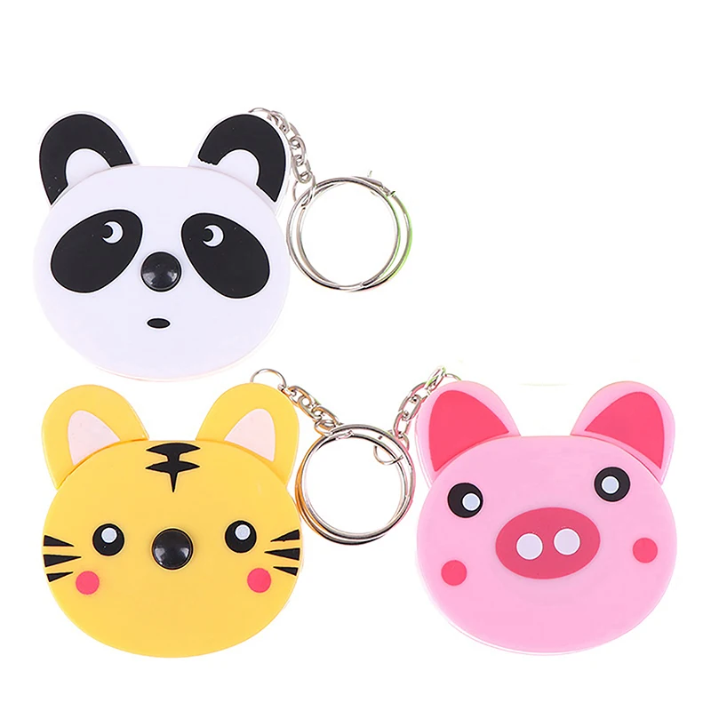 Cartoon Tape Measure 0-150cm 0-60 Inch Mini Portable Cute Animal Shape Key Ring Automatic Tape Measure Panda Frog Piggy Tiger