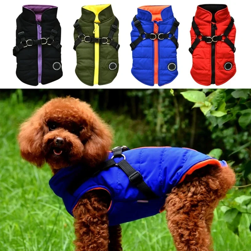 

Dog Padded Jacket with Straps, Waterproof Vest, Chihuahua Pug Coats, Teddy Corgi