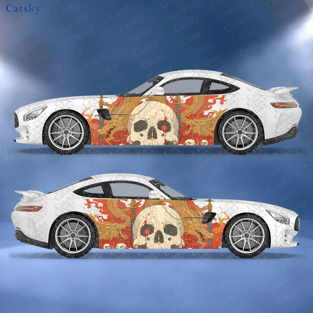

2pcs Golden dragon sword and arrow Car Side Wraps, Self-Adhesive PVC Waterproof & Scratch-Resistant Stickers, Car Accessory Gift