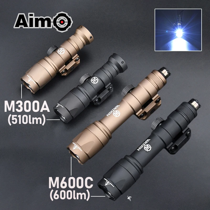 WADSN Airsoft Surefir M600C M600 M300 Taktyczna Latarka Scout Light AR15 do Broni, Latarka LED do Polowań, Reflektor SF M300A, Lampa do Broni