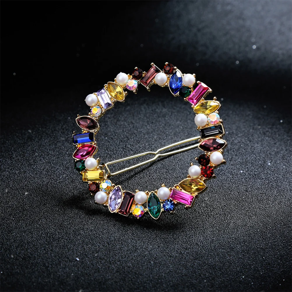 دبابيس شعر من حجر الراين اللؤلؤي، تصميم دائري، إكسسوارات ملونة للنساء والفتيات، هدية أنيقة للحفلات #4