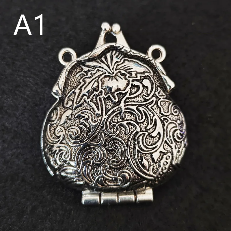 Retro Photo box pendant for DIY Necklace Accessories Vintage money bag shape Can be opened Locket Pendants