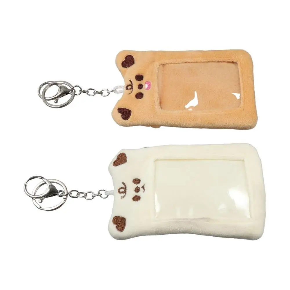 Kawaii Cartoon Animal Photocard Holder Korean Style INS Plush Photocard Holder Card Sleeve Protective Case Bus Card Holder Lady
