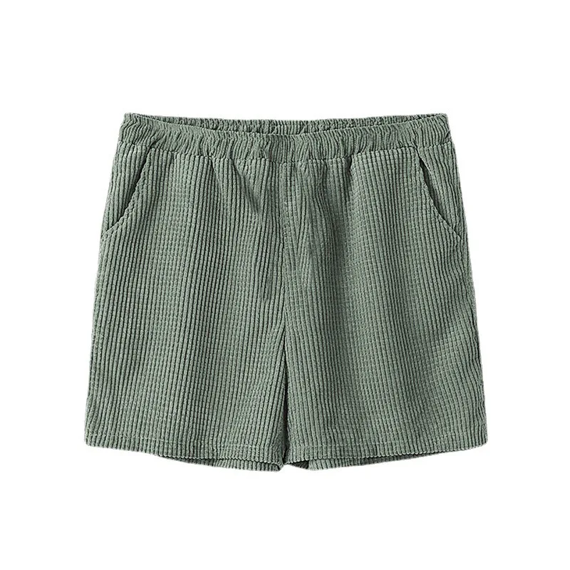 2025 New Summer Men Corduroy Shorts Set Retro Lapel Short Sleeve Shirts Shorts 2-piece Set Mens Sportswear Suits Casual Loose