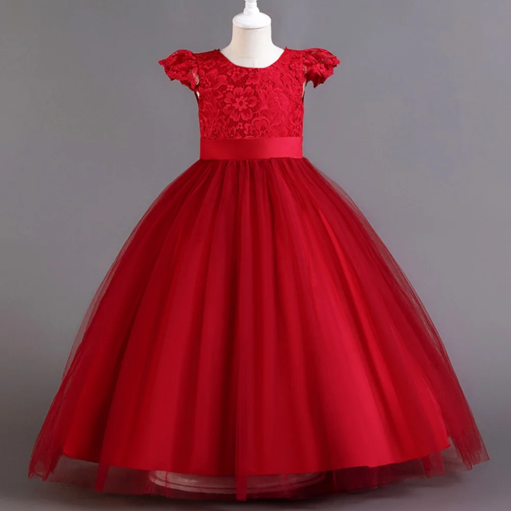 Girl Dresses Children\'s Elegant Luxury Wedding Bridesmaid Christening Prom Dress 7 8 To 10 12 Years Black Kids Old Long Clothing