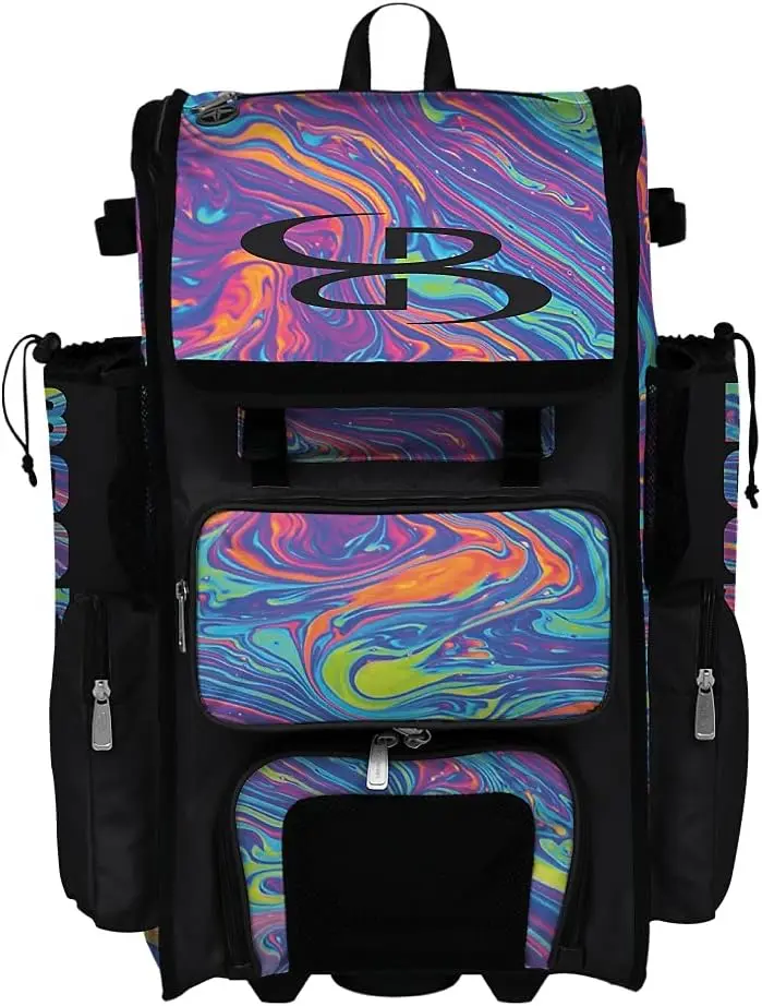 Wheeled Backpack Hybrid Bat Bag Lava Rolling Multicolor