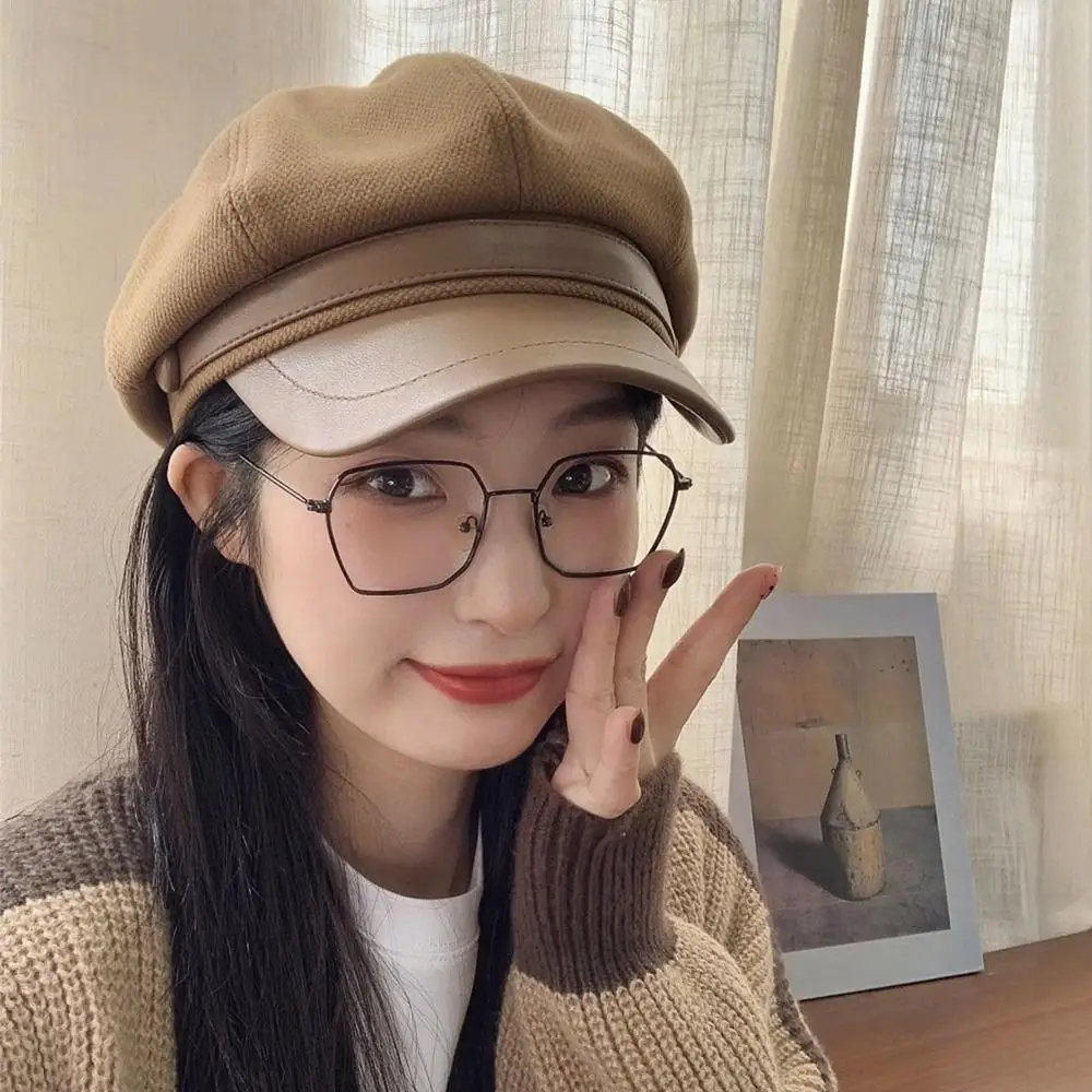 قابل للتعديل الصوفية الشتاء قبعة قبعة خمر يندبروف الرسام مثمنة قبعة أنيقة الدافئة موزع الصحف اليقطين قبعة للنساء #2