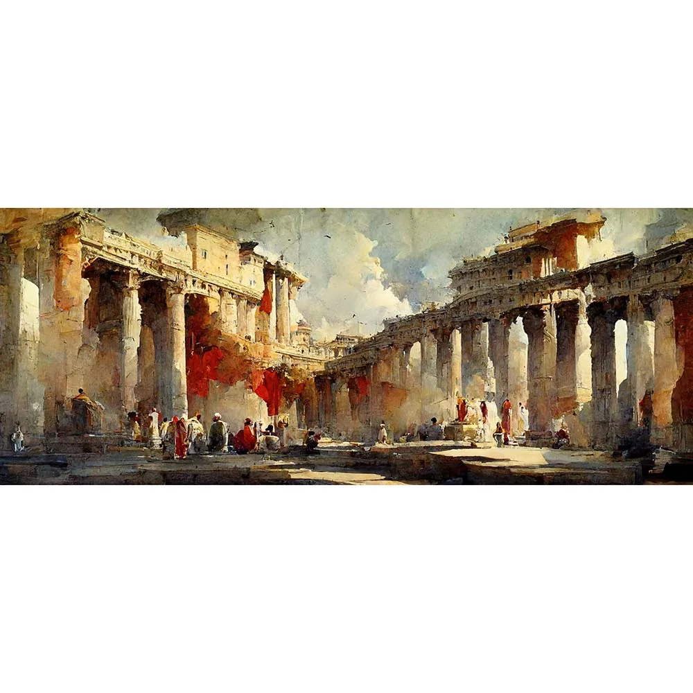 

Ancient Roman Photo Backdrop Rome Pillars Architecture Historic Art Painted Abstract European Forum Photography Background