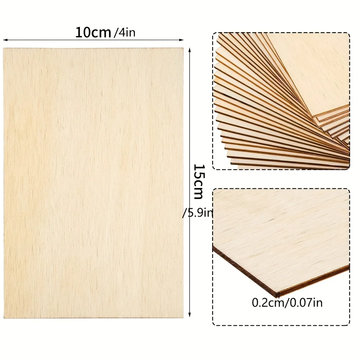 10Pcs 6X4in/15X10cm Rectangle Unfinished Wood Sheets for Crafts House Aircraft Ship Boat Arts, School Projects, DIY Wooden