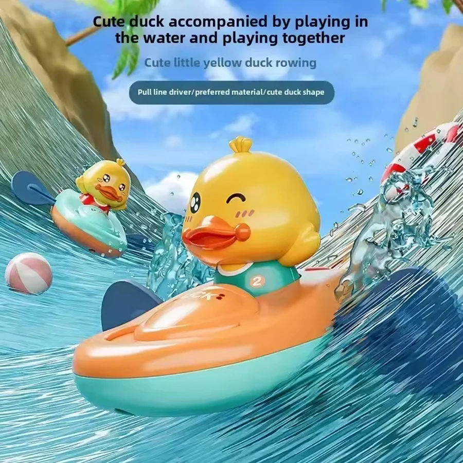 1pcs-  Little Yellow Duck Bath Toy Automatic Rowing Kayak, BPA-Free Pool Toy for Toddlers, Baby Shower Gift with No Batteries Ne