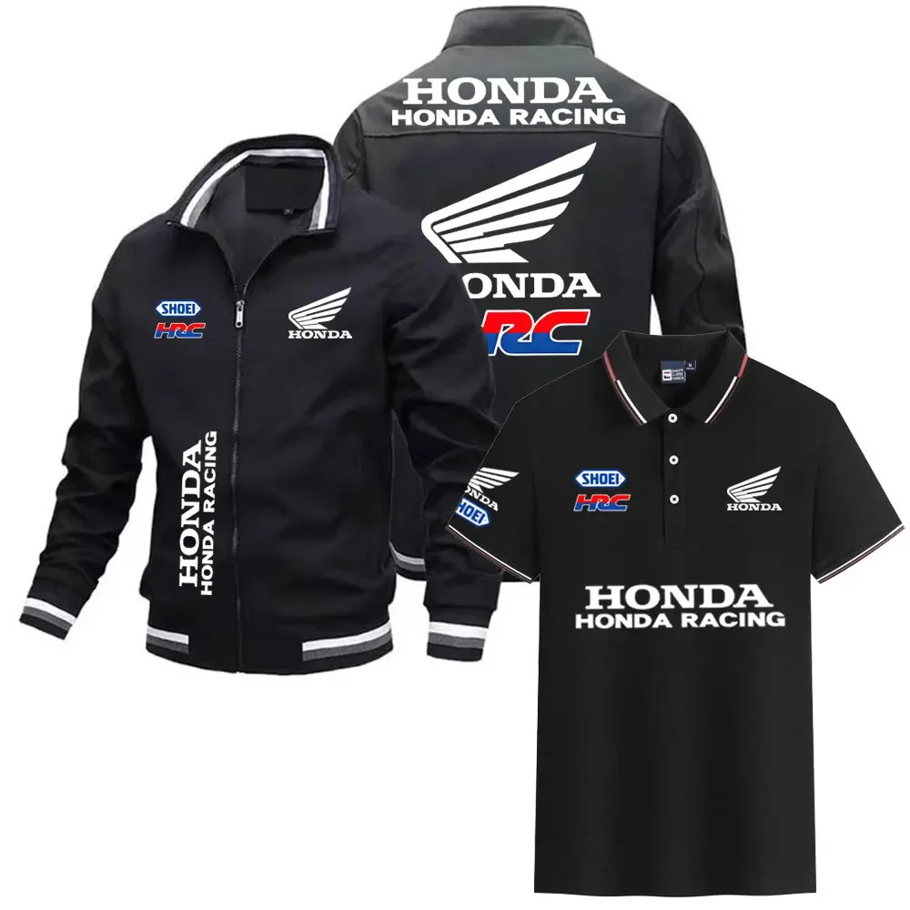 

Men's jacket Honda printed zipper jacket + short-sleeved POLO shirt business casual outdoor racing, sports and motorcycle riding