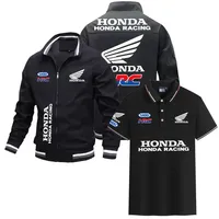 Men's jacket Honda printed zipper jacket + short-sleeved POLO shirt business casual outdoor racing, sports and motorcycle riding
