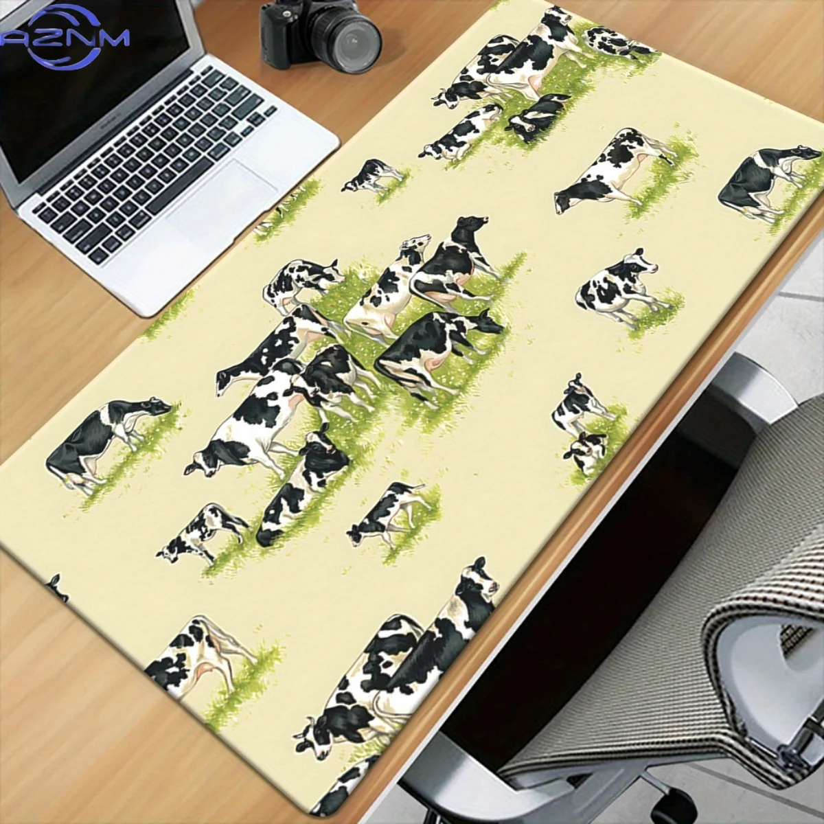 One XXL Cow-Patterned Desk Mat - High-Definition Printed Rubber Mousepad for PC Gamers, Versatile Computer Desk Mat Featuring a