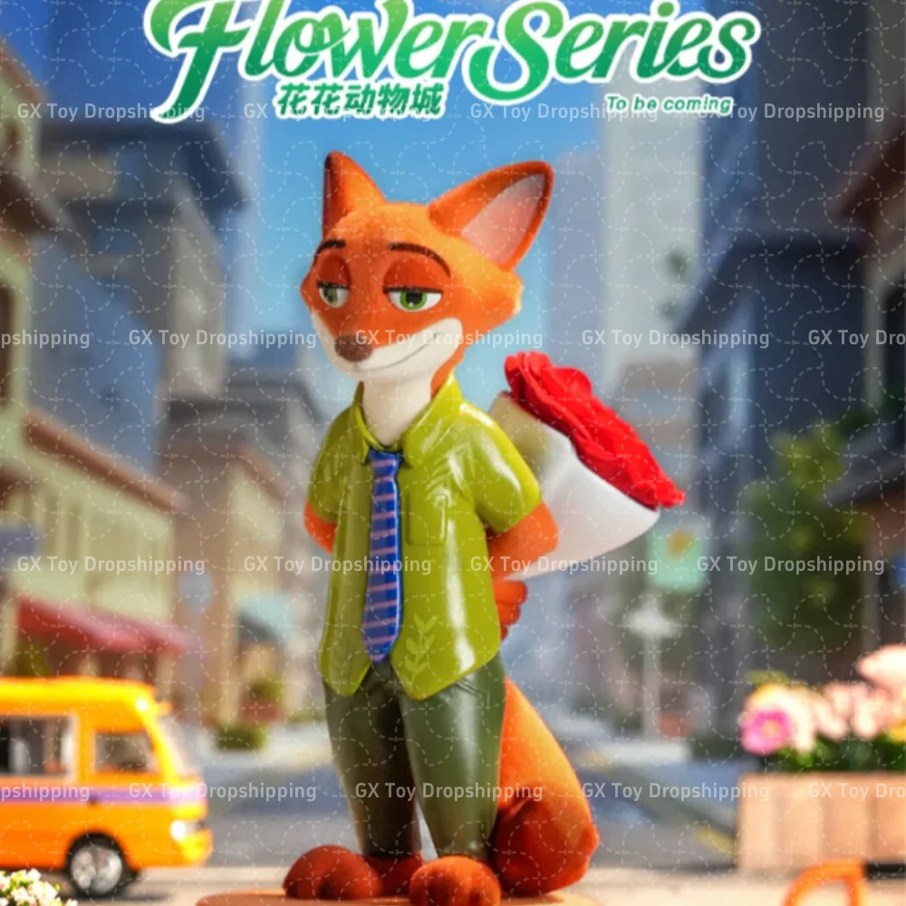 الأصلي أنيمي الشكل Zootopia زهرة العالم سلسلة صندوق أعمى جودي الثعلب نيك عمل أرقام نموذج دمية ديكور الأطفال سطح المكتب Colle
