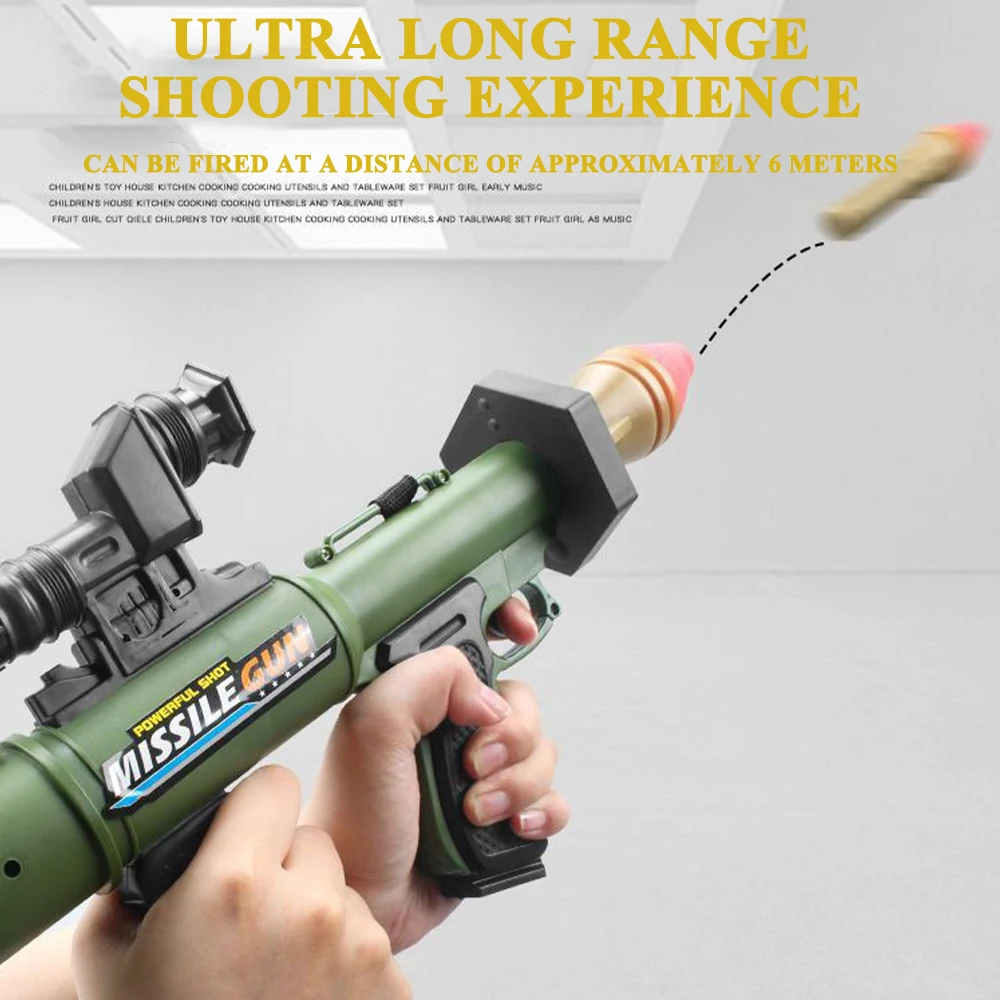 Taktyczna RPG Dźwięk Światło Bazooka Airsoft Wyrzutnia Rakiet Outdoor Blaster Manual Soft Bullet Armas Zabawka Dla Dzieci Chłopców Strzelanie