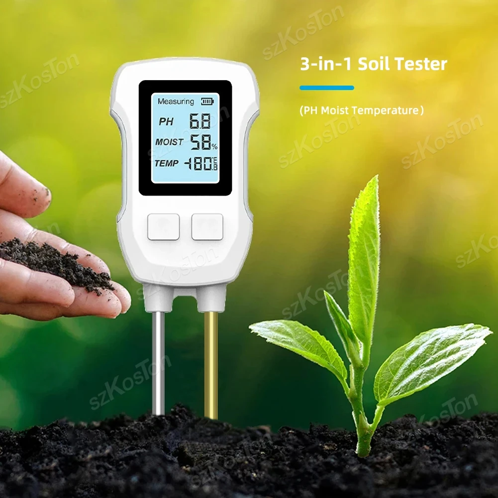 3 in 1 Digital LCD Soil Meter PH/Moisture/Temperature Soil Teste Garden Flower Potted Plant Monitor Plants Moist Testing Tool