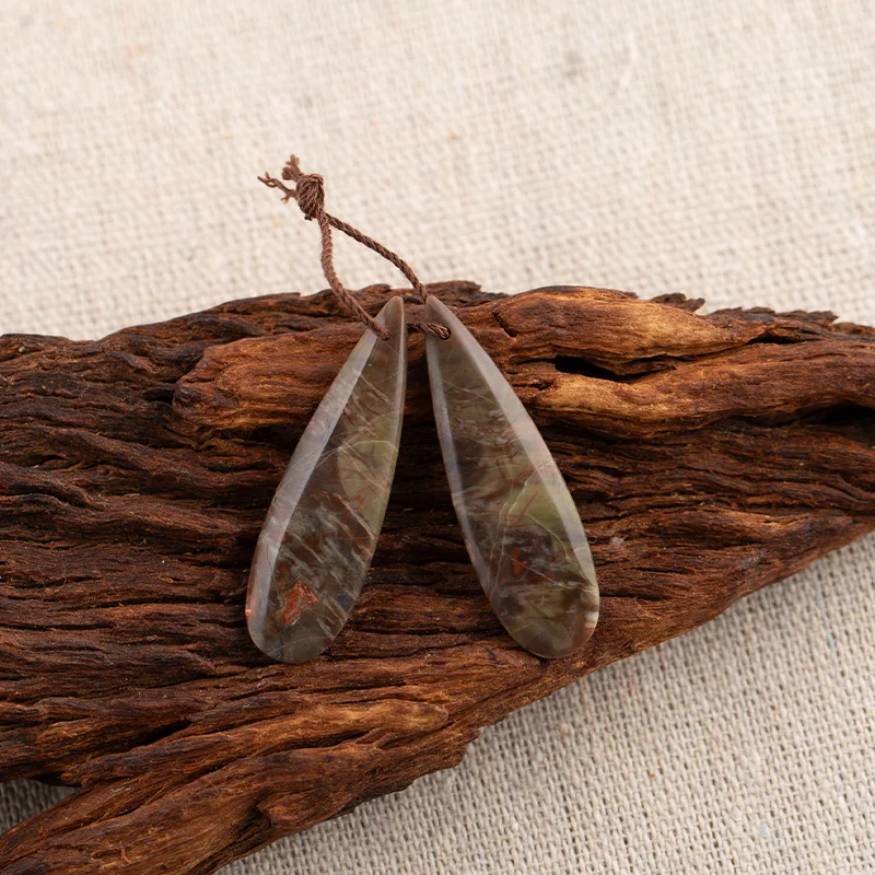 B&F Mushroom Jasper Earring Beads – Handmade natural stone beads, ideal supplies for jewelry making.