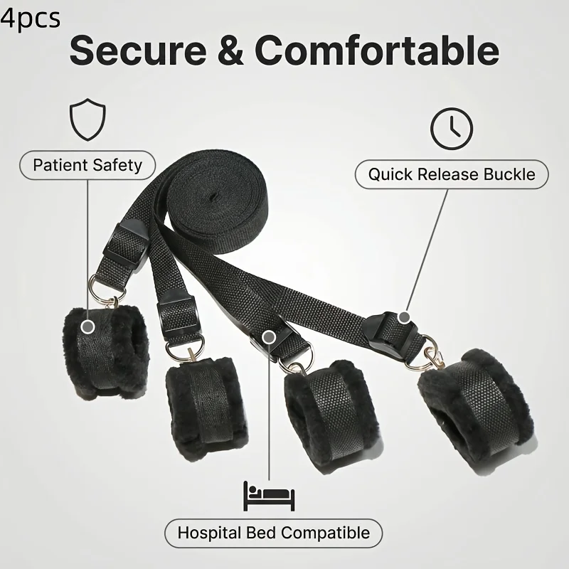 4pcs Medical Bed Restraint Straps, Soft Limb Holders with Quick Release Buckle for Hospital Patient Safety, Summer Care Use
