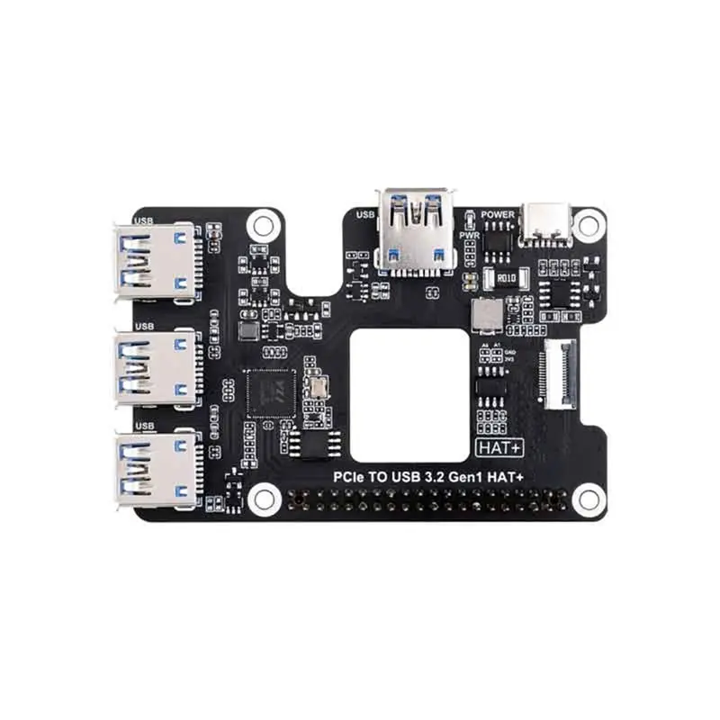 ABIK-Pcie To USB 3.2 Gen1 HAT, 4-Port High-Speed USB Expansion Card, Pcie To USB HUB Board For External Devices Accessories