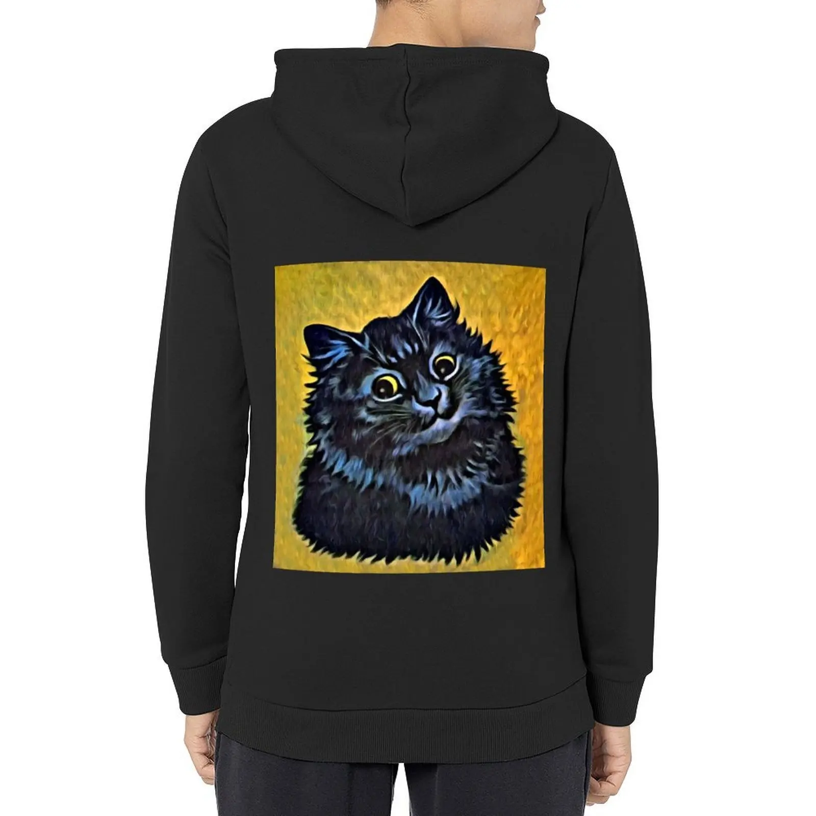 

BLACK CAT PORTRAIT - Louis Wain's Cats Hoodie men clothing winter clothes male clothes blouse mens hoodies