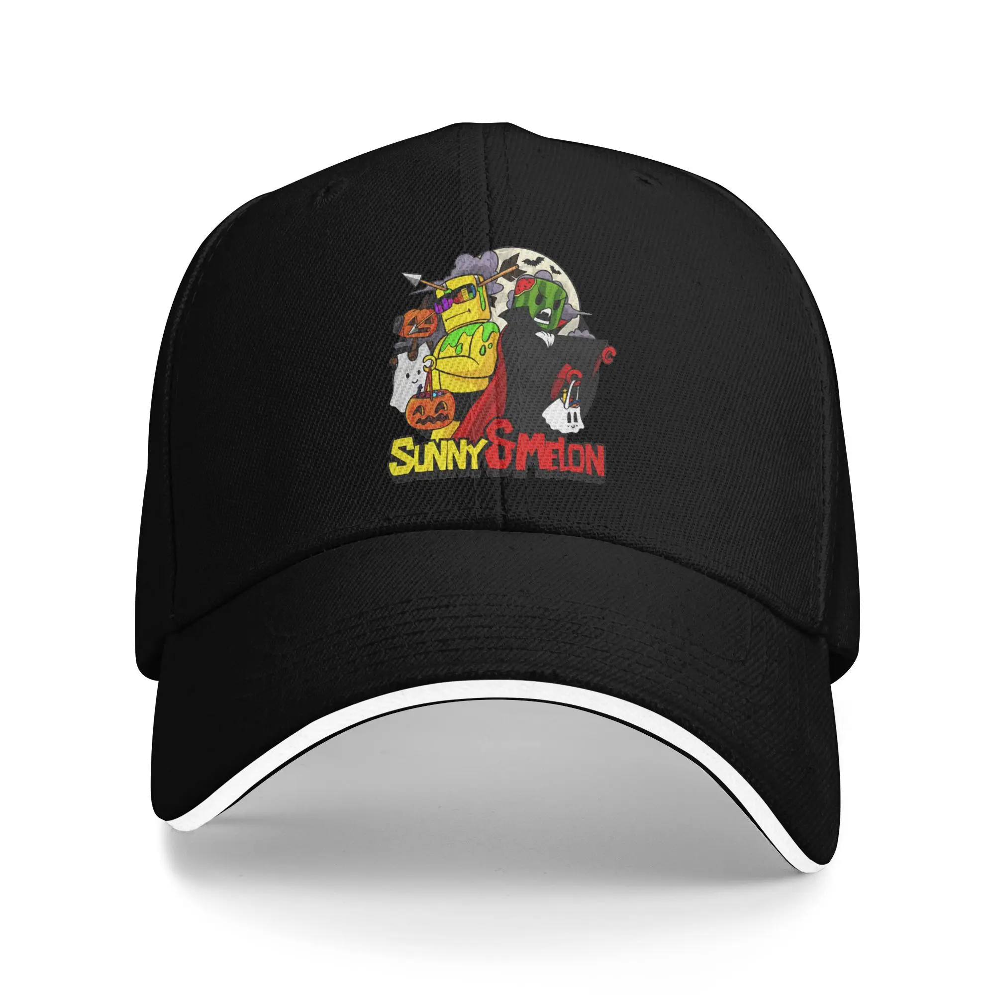 Sunny And Melon Split Face Stripe Background Baseball Cap  Unisex-Teens Custom Logo Trucker Hat Summer y2k Funny Baseball Caps