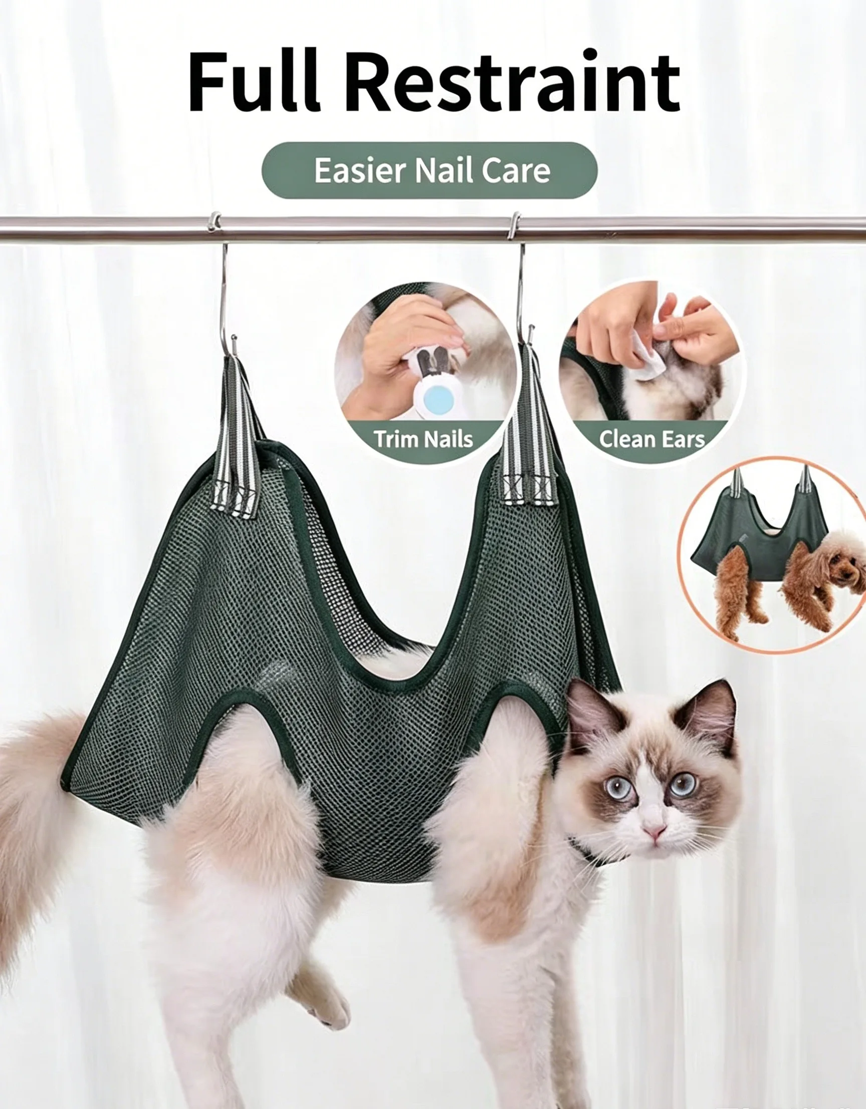 Cat and Dog Nail Clipping Tool Hammock for Pet Grooming, Anti-Scratch and Anti-Bite Fixation Accessories view 2