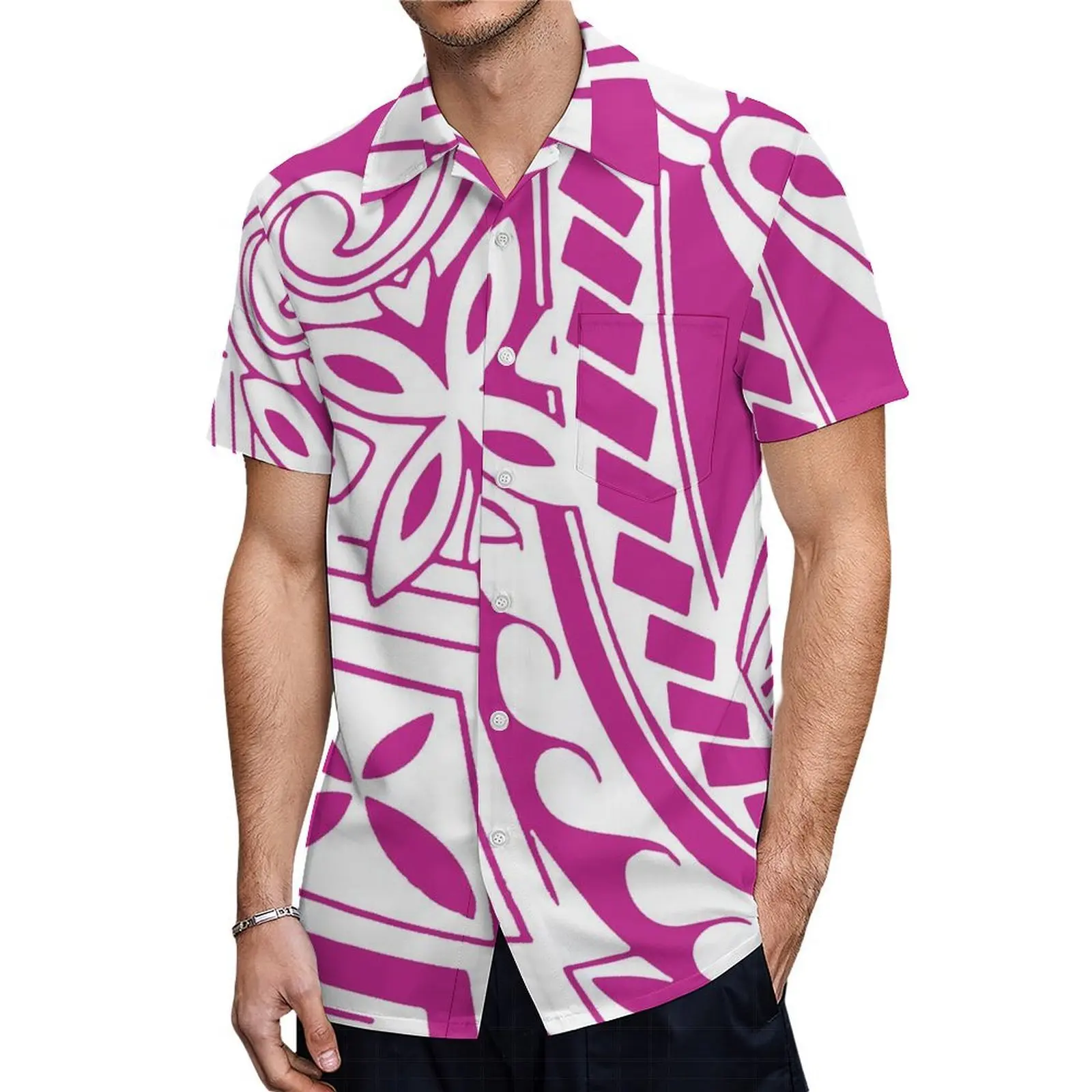 

Hawaiian Pacific Island Ethnic Style Fashionable Beach Aloha Top Shirt
