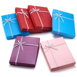 Boîtes rectangulaires en carton pour bijoux, matiques et boucles d'oreilles, cadeau de Noël GT avec nœud papillon, 6 pièces par lot, 18x13x3.3cm