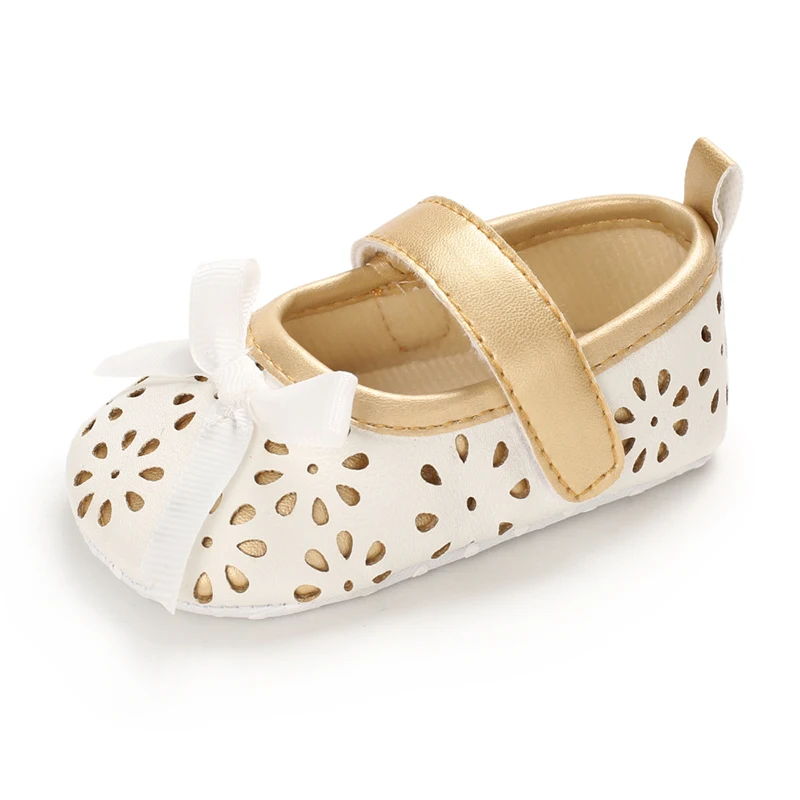 Newborn Girl Spring Autumn Fashion Leather Princess Shoes First Walker Comfort Soft Sole Toddler Shoes White Baptism Bed Shoes