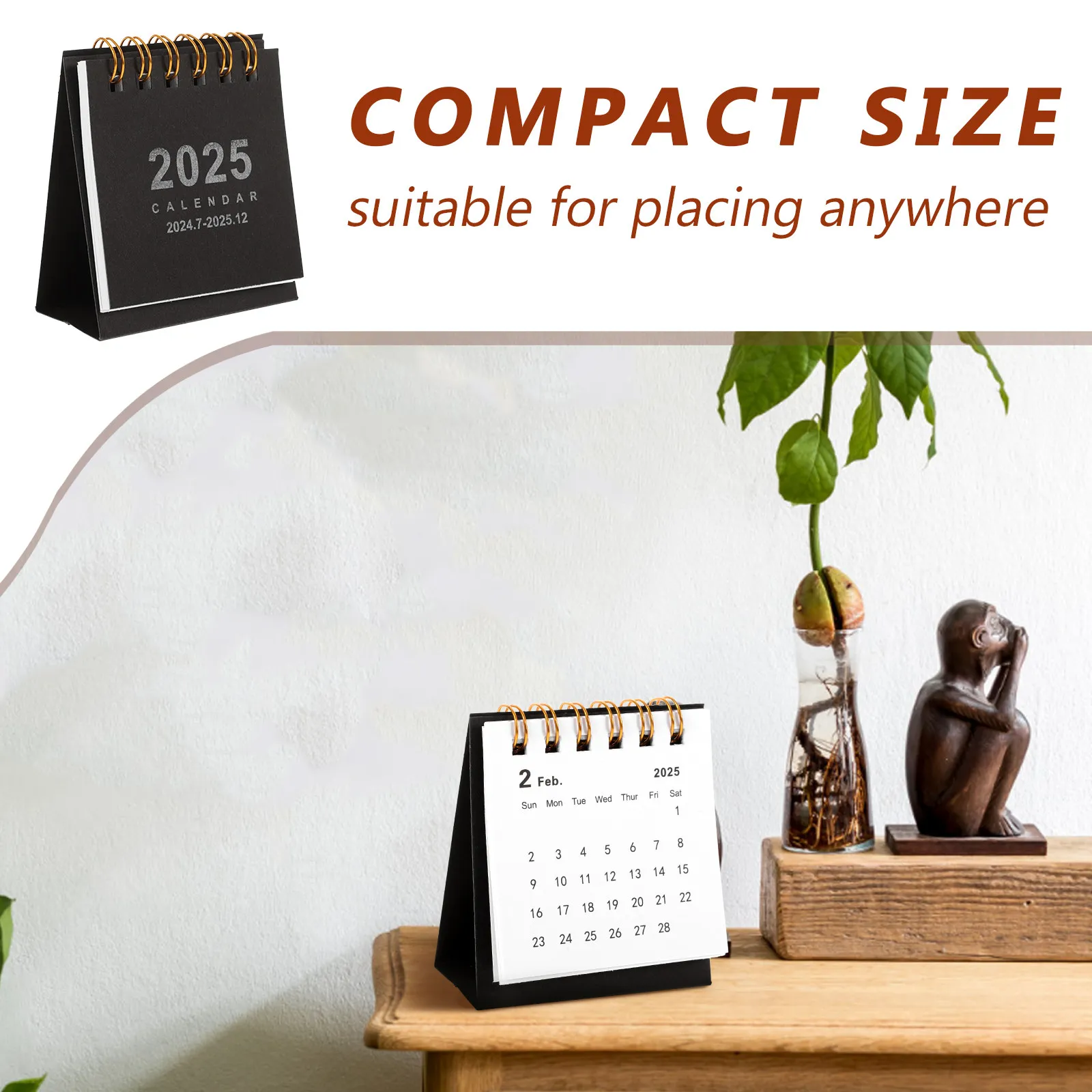 Small 2025 Desktop Calendar Mini Spiral Binding Compact Size Daily Planner Birthday Reminder 2025 Small Calendar