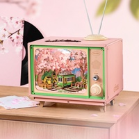 Robotime Rolife DIY Music Box Sakura Dreamy Tour 3D Wooden Puzzle Book Nook TV Model Kit Home Decoration Birthday Gift for Adult