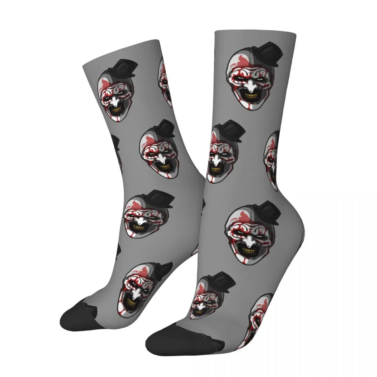 Retro Terrifier Art The Clown Skateboard Socks Horror Polyester Middle Tube Socks for Unisex Sweat Absorbing