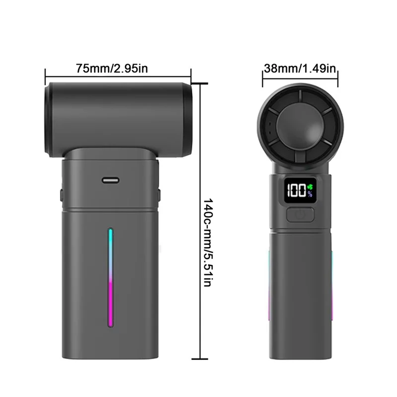 ABLJ-Mini ventilador Turbo plegable de mano, recargable por USB, iluminación ajustable, flujo de aire violento, Mini soplador de verano