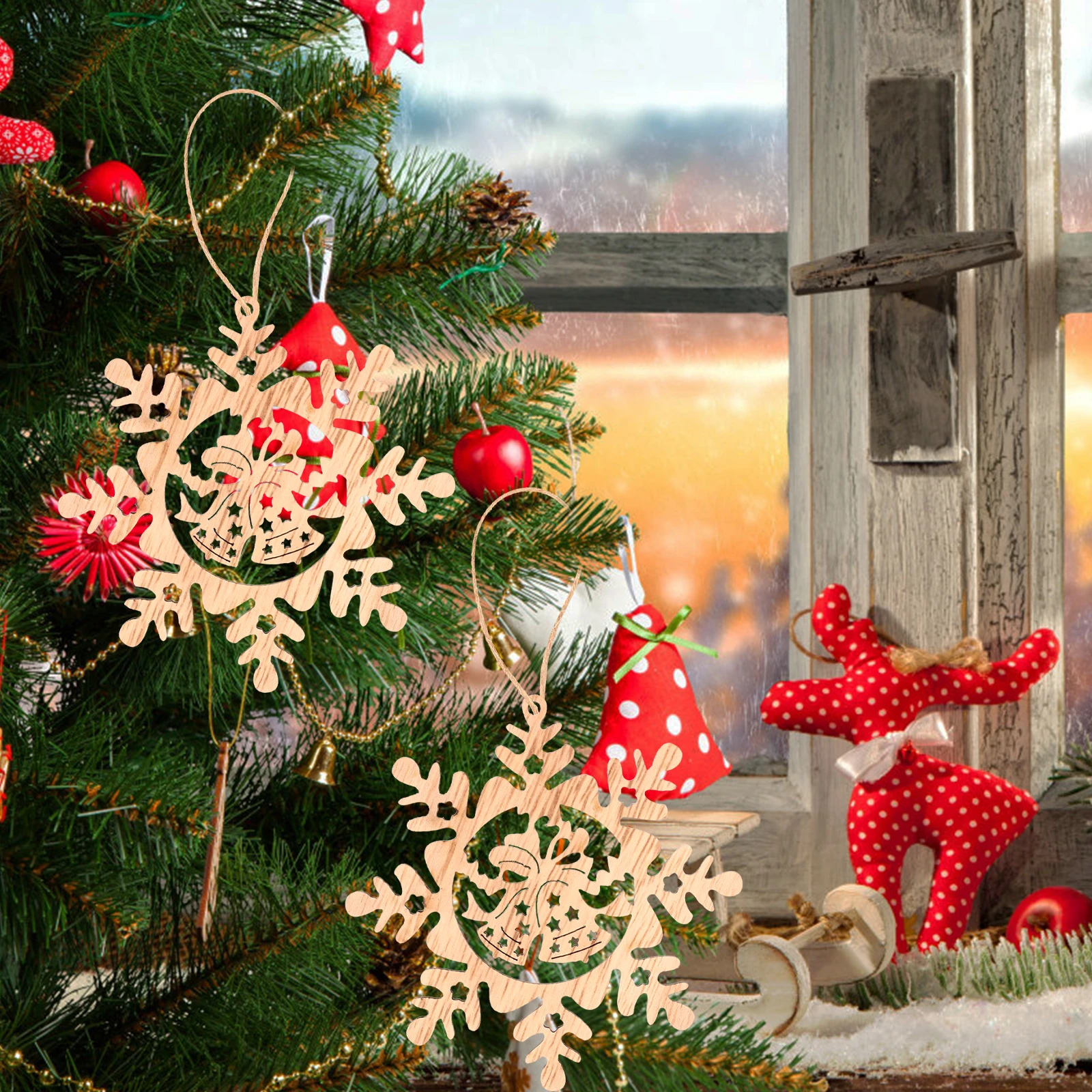 

10 Wooden 80MM Xmas Wood Slices Drawing Pendant Painting Toy Decor Pendant for Tree Wall Craft Painting