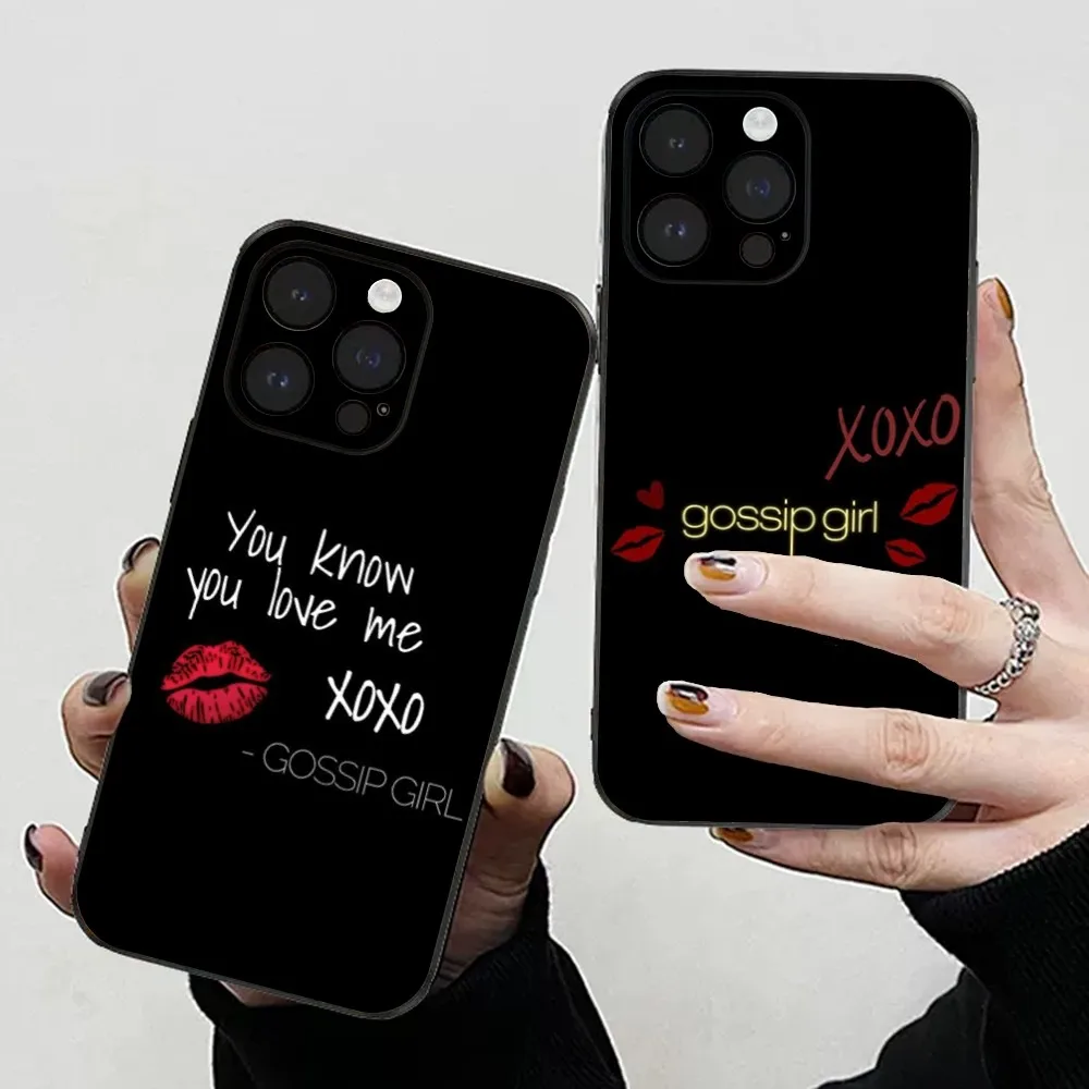 G-Gossips Girl Phone Case For iPhone 15,14,13,12,11 Plus,Pro,Max,XR,XS,X,7,8 Plus,SE,Mini Soft Black Cover