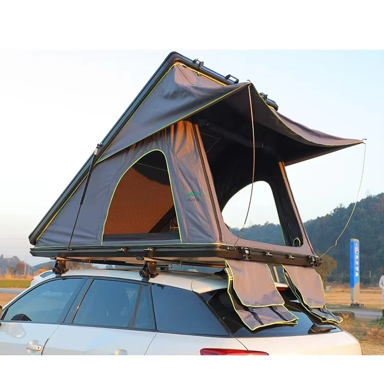 Camping Accessories Outdoor Rooftop Tents Triangle Clamshell Aluminum SUV Pickup Hard Shell Car Top Roof Tent 5