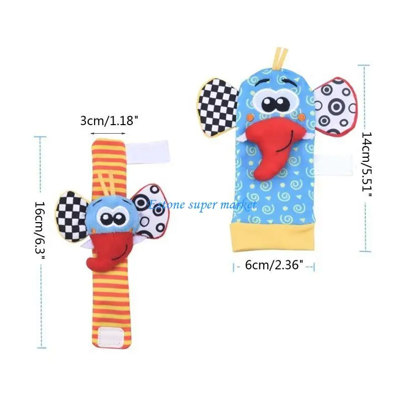 090b 2pcs chaussette chaussette Baby Baby Shaking Touet pour animal Teether Infant Musical