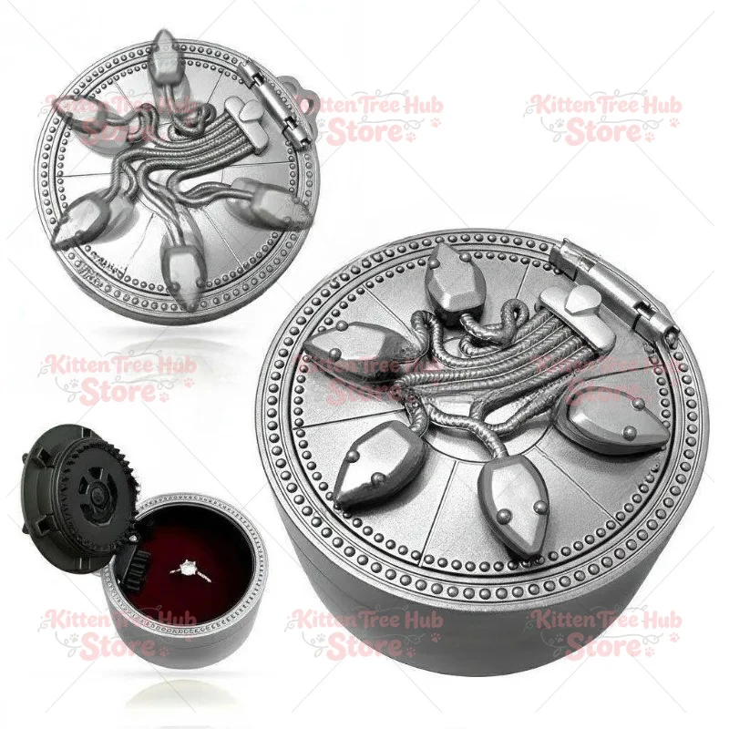 Five Snake Door Ring Box Creative Rotating Opening Proposal Jewelry Box Retro Mechanical Three-dimensional Relief Jewelry