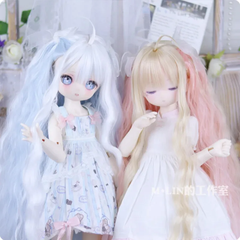 

BJD Doll Wigs Long Wavy Hair For 1/3 1/4 Doll Curly Hair Accessories White Gold Blue Doll Gradient Wig(No Doll)